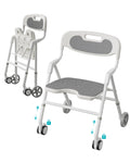 Foldable Rolling Shower Chair with Arms and Back A169060