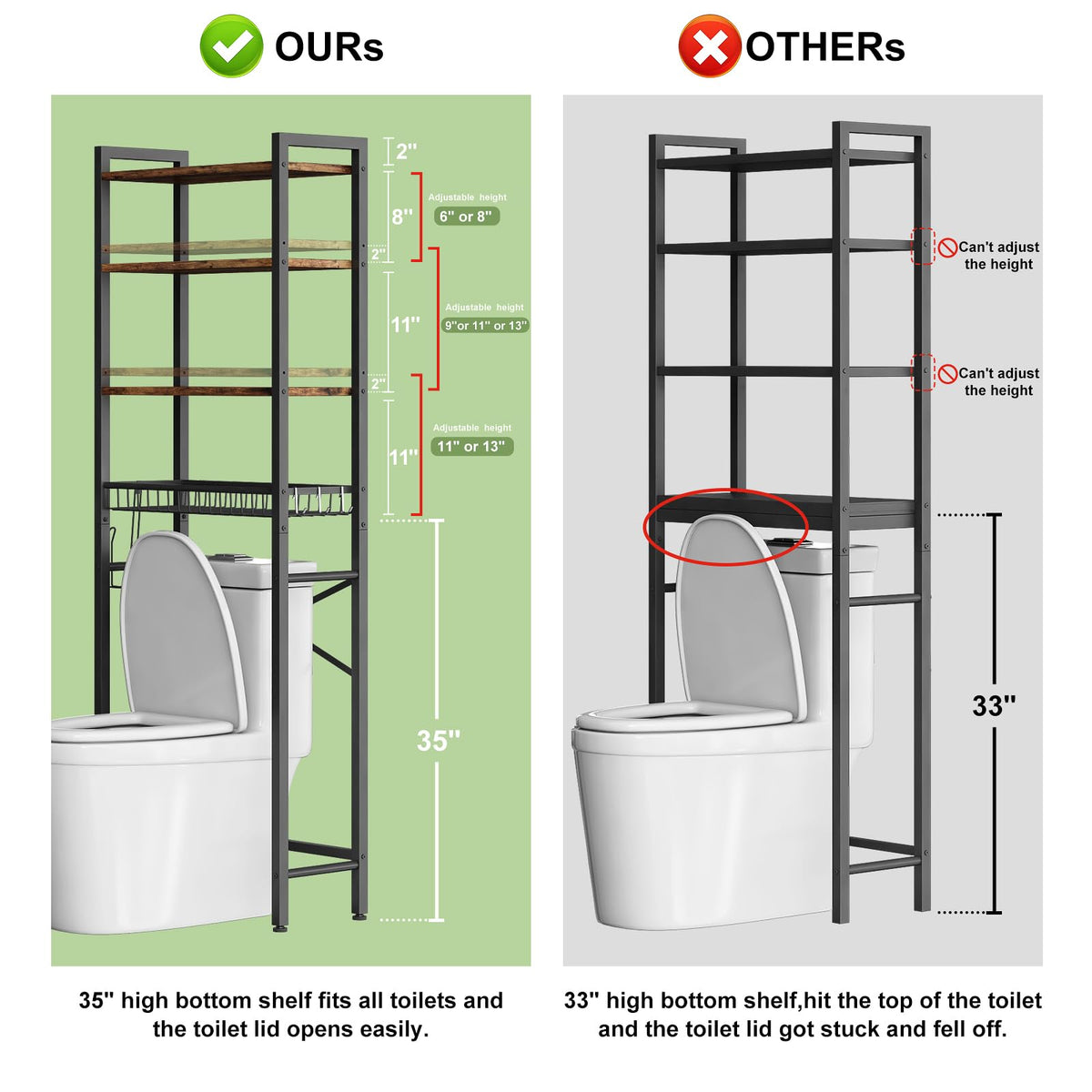 4-Tier Over-The-Toilet Storage Rack with Basket P5966