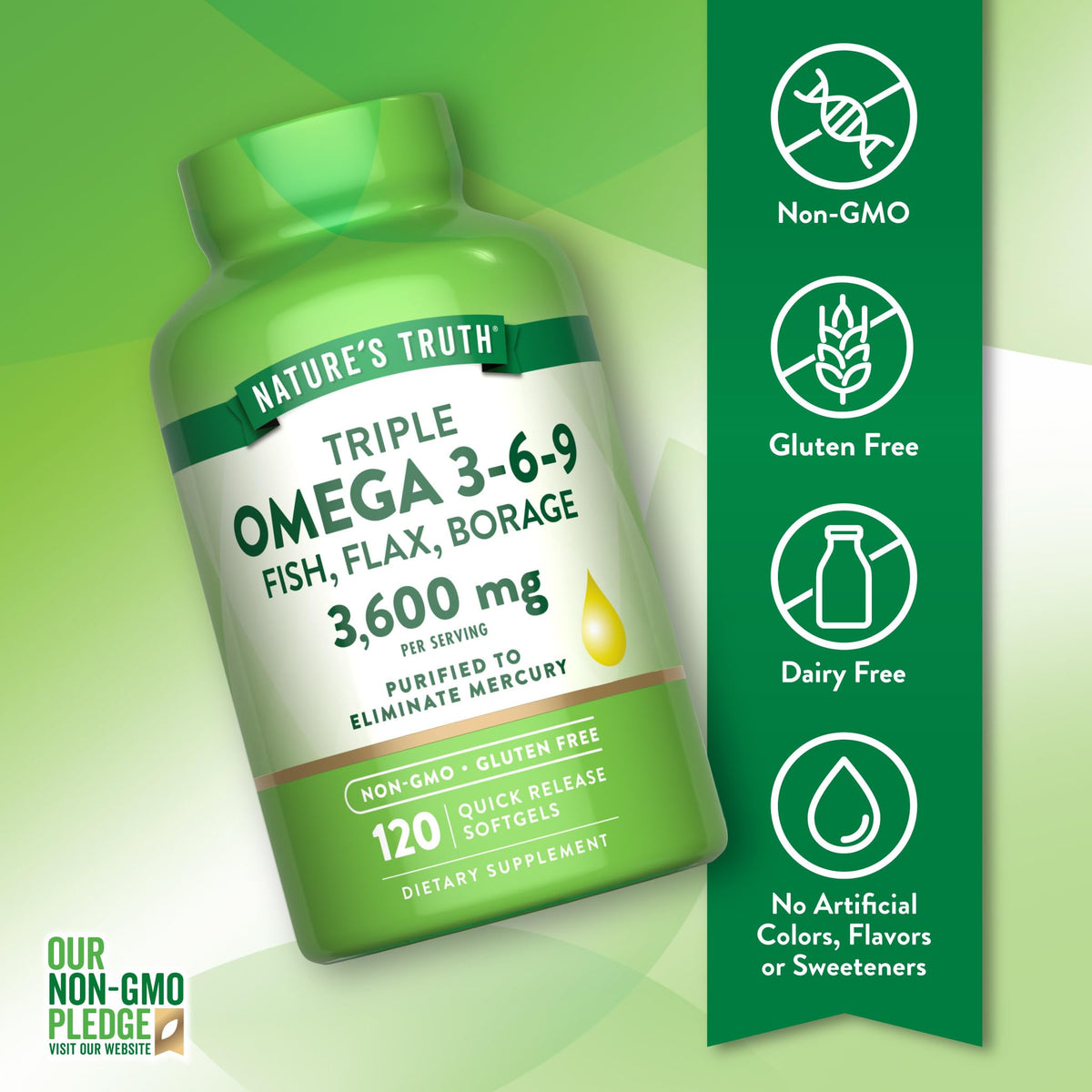 Omega 3-6-9 Softgels 3600mg 120 Count T981486