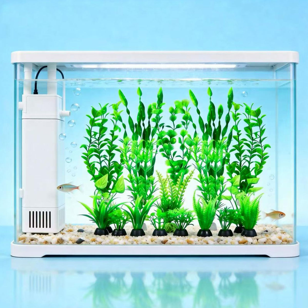 Artificial Aquarium Plants Set, Plastic Fish Tank Decorations (18pcs-Green) Q24781