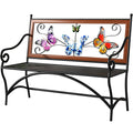 39.7" Black Metal Outdoor Bench with Armrest G545