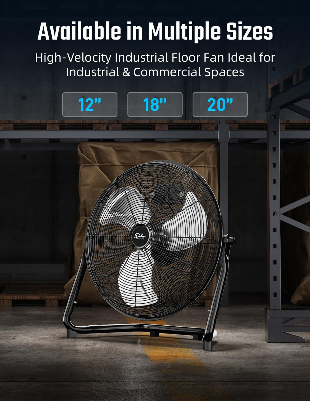 18 Inch 3-Speed High Velocity Metal Industrial Floor Fans Black 2 Pack X92582