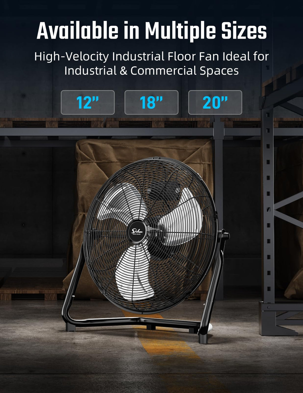 18 Inch 3-Speed High Velocity Metal Industrial Floor Fans Black 2 Pack X92582