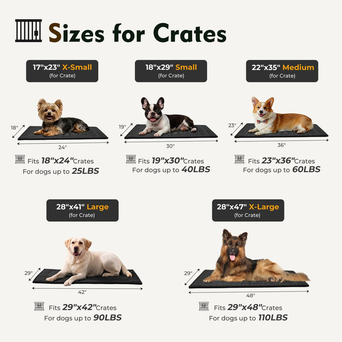 Chew Proof Dog Crate Pad Large 28"x41" I26368