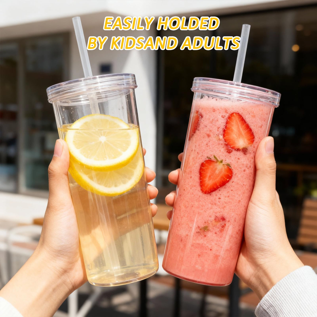 20oz Drinking Jars with Lids and Straws 2 Pack Clear Reusable T843321