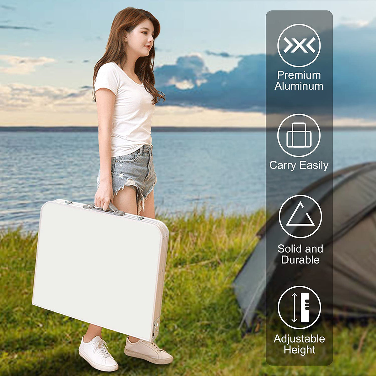 4 FT Aluminum Height Adjustable Folding Camping Table F904983