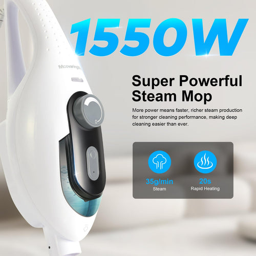 1550W 11-in-1 Steam Mop with 21.3FT Cord, White Q395007
