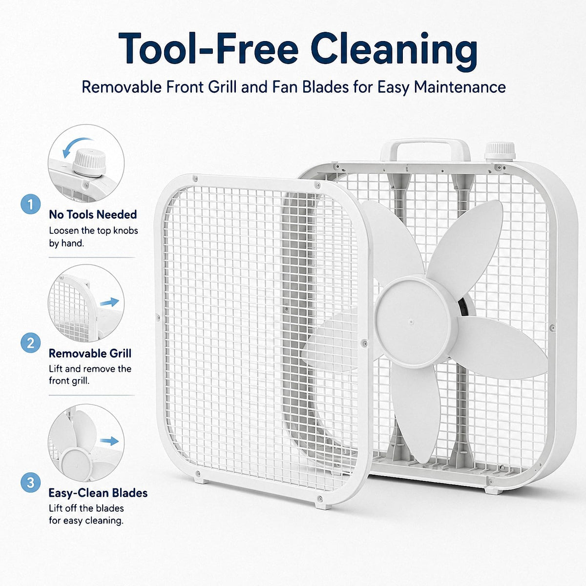 20 Inch Portable Box Fan with 3 Speeds, White D4664