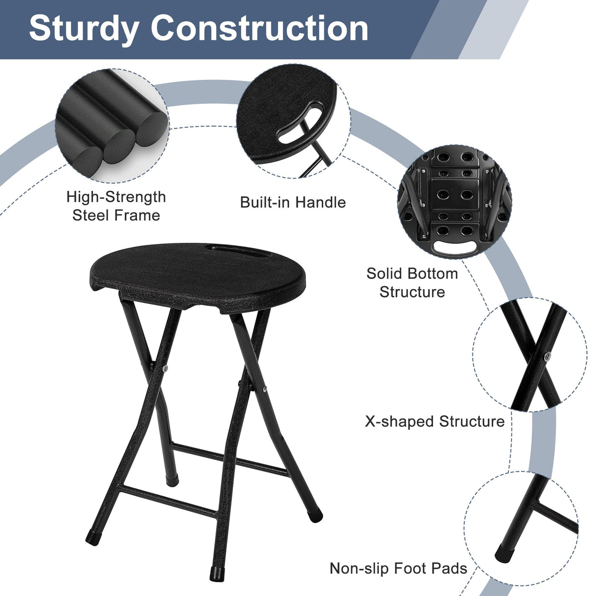 Black Folding Stool with Handle Z6589