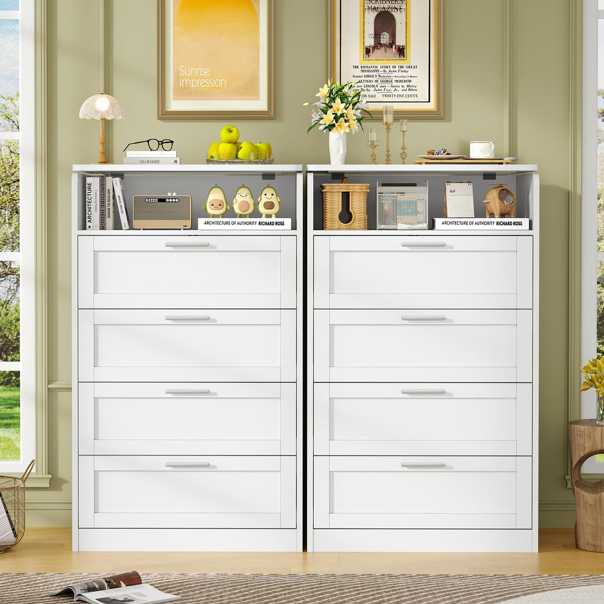 White 4 Drawer Dresser with Mirror B5658