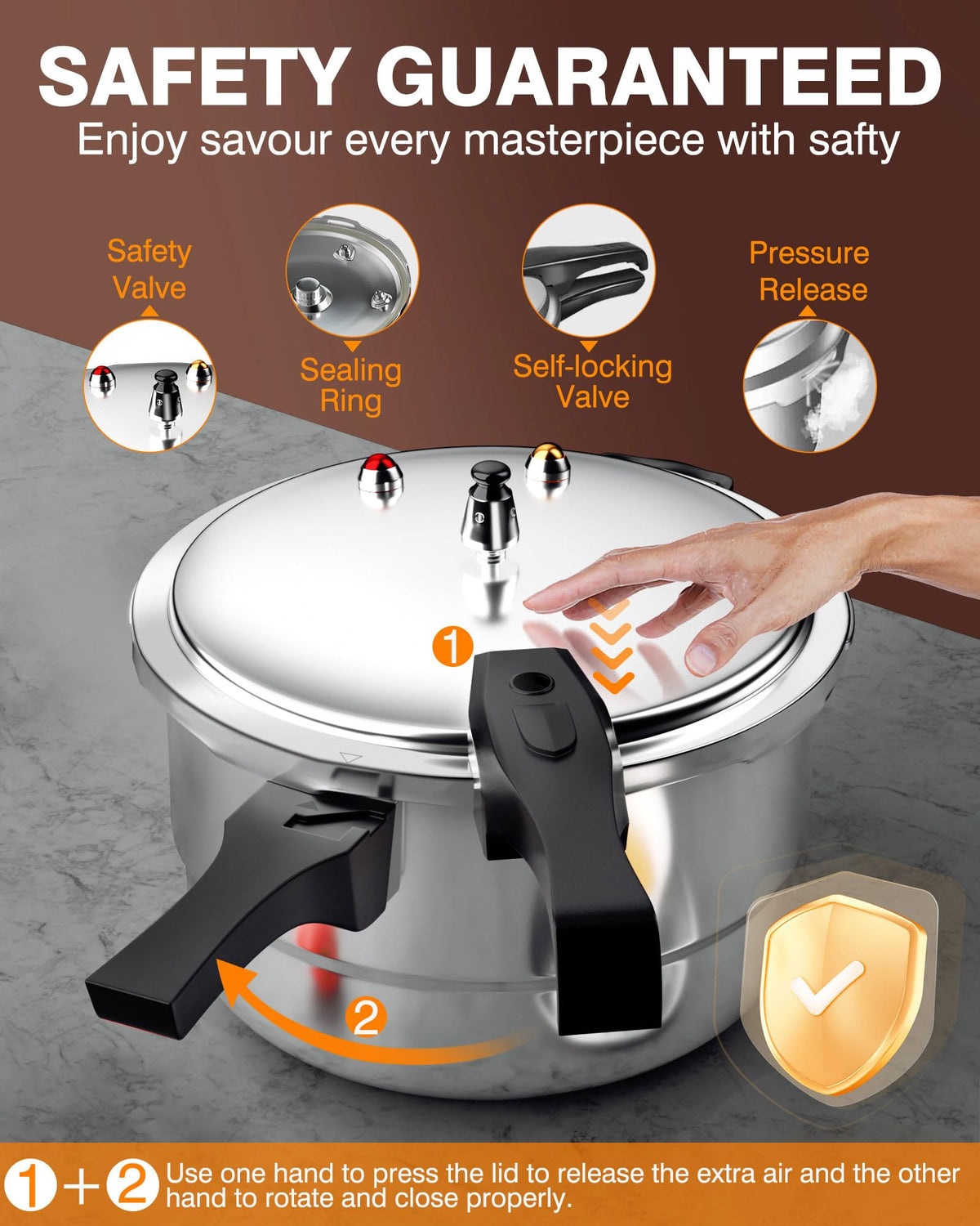 4QT Aluminum Pressure Cooker with Rack G75269