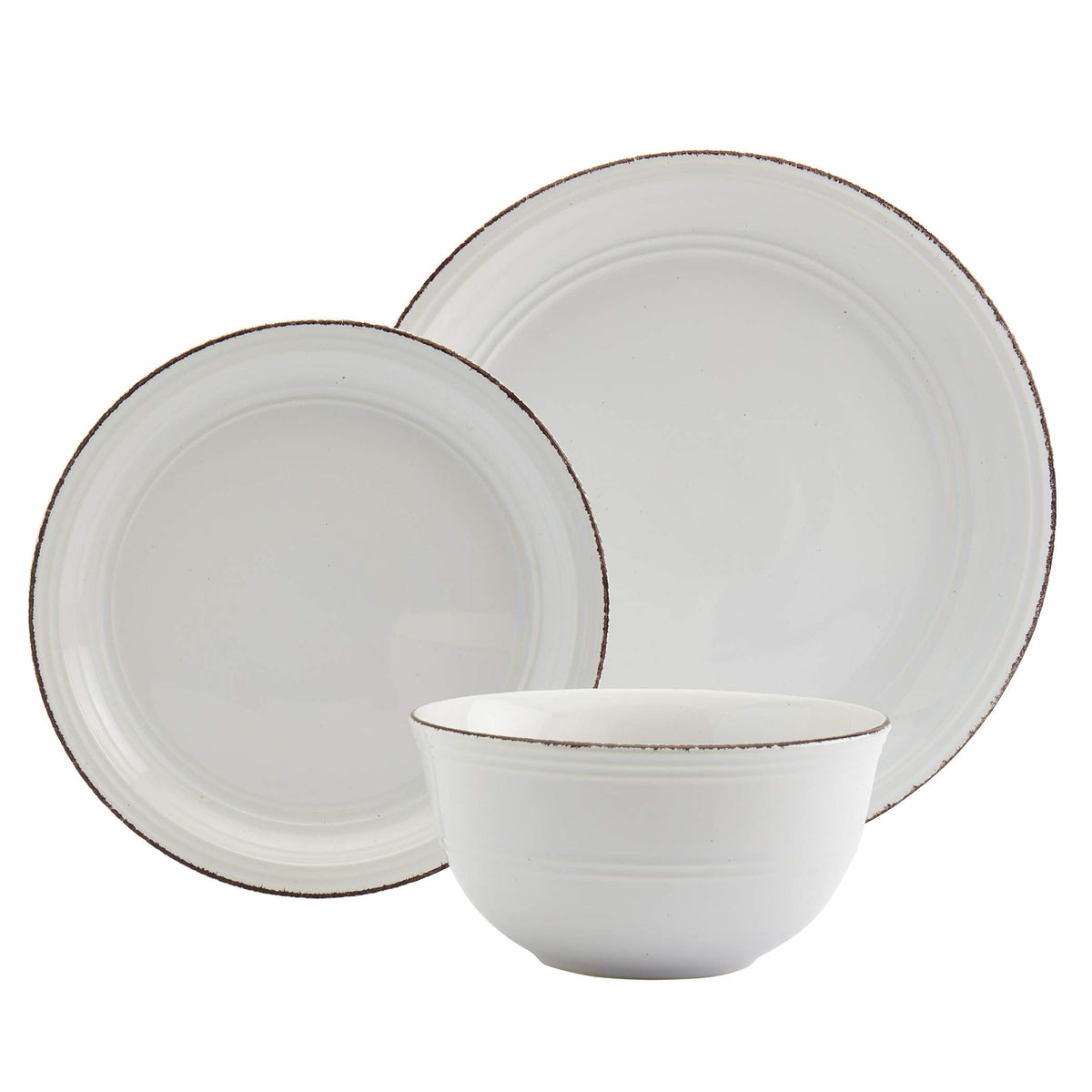 White 12 Piece Stoneware Dinnerware Set I904229