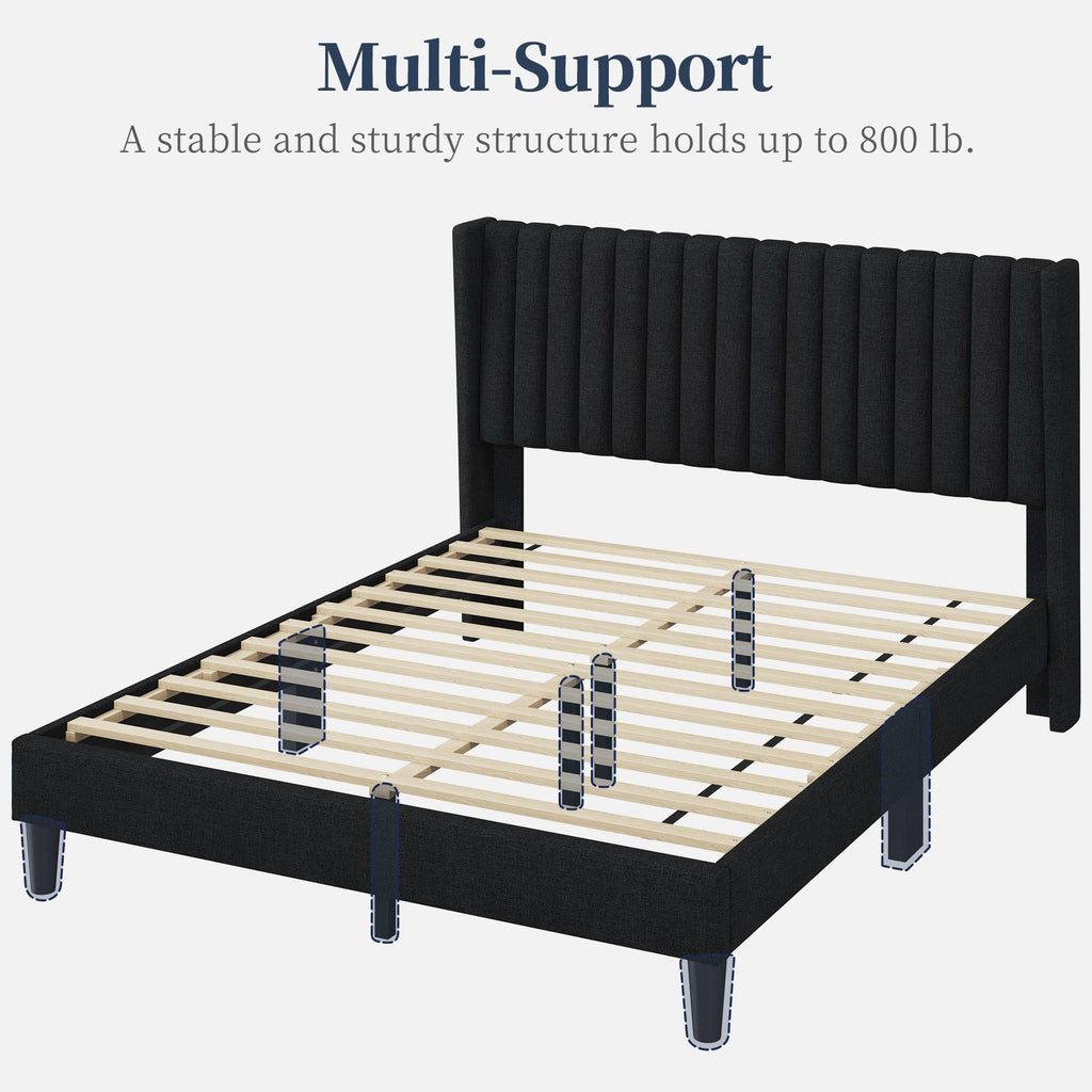 Black Queen Bed Frame with Headboard H56832