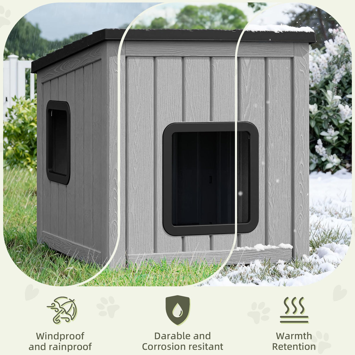 Weatherproof Outdoor Cat House with Air Holes Y179110
