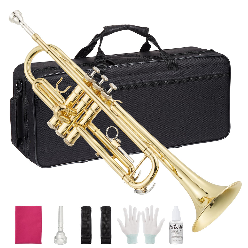 Bb Trumpet with Case Mouthpiece Gloves Cleaning Kit and Polish Cloth U379850