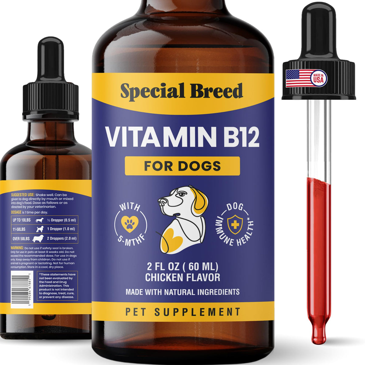 Liquid Vitamin B12 for Dogs, Chicken Flavor, 2 fl oz V4053