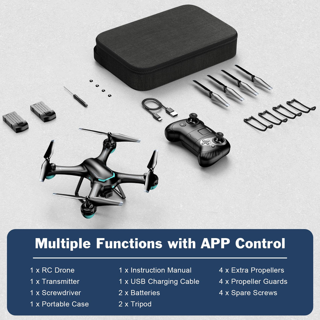 Black 1080P Camera Drone with 2 Batteries Y97135