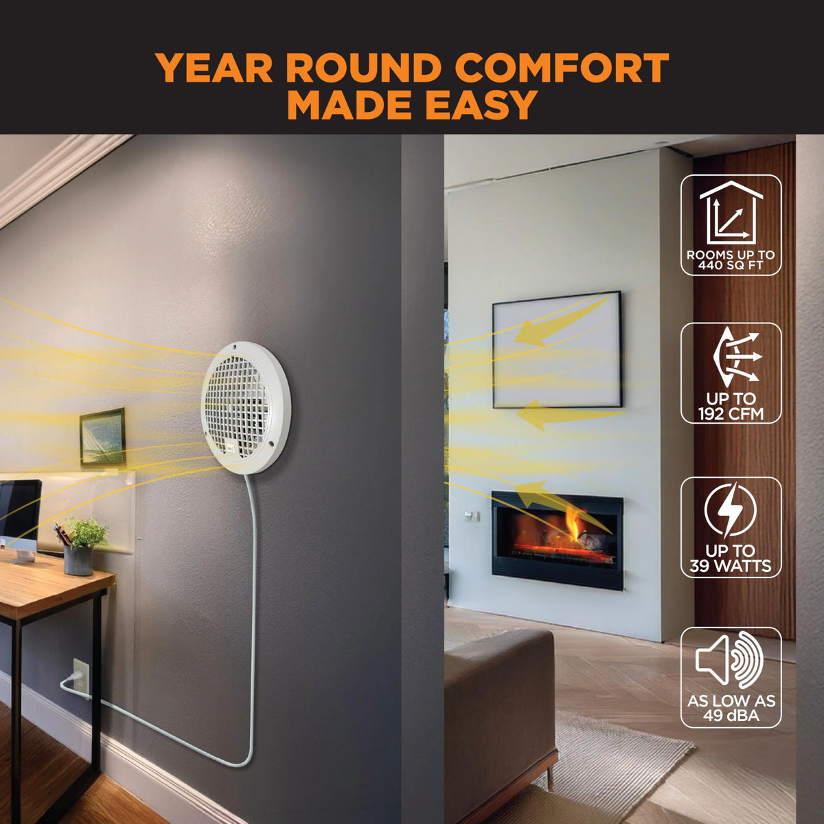 ThruWall Transfer Fan, 200-440 Sq Ft, 10-Ft Cord, 2-Speed Q821