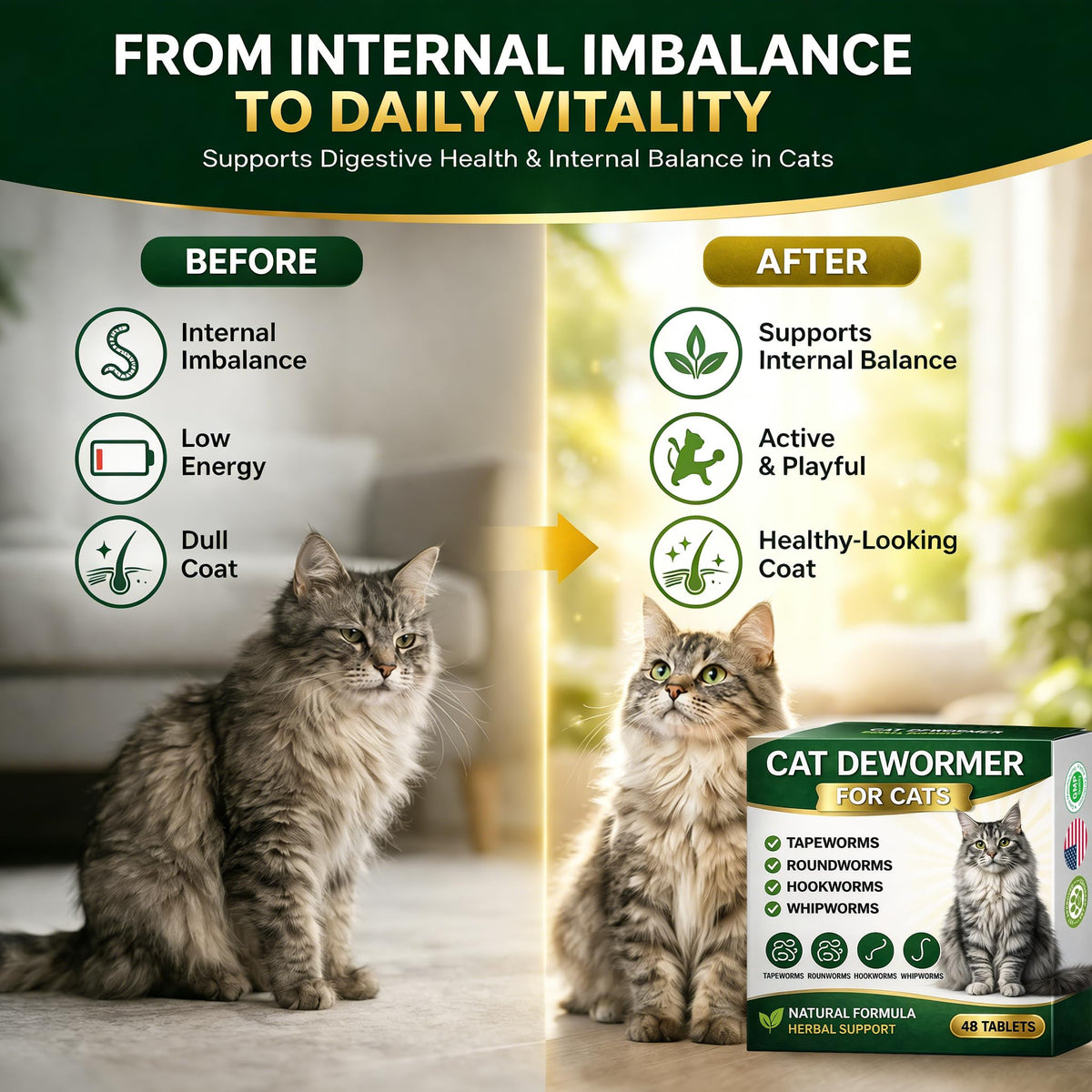 Broad Spectrum Cat Dewormer 48 Tablets U37532