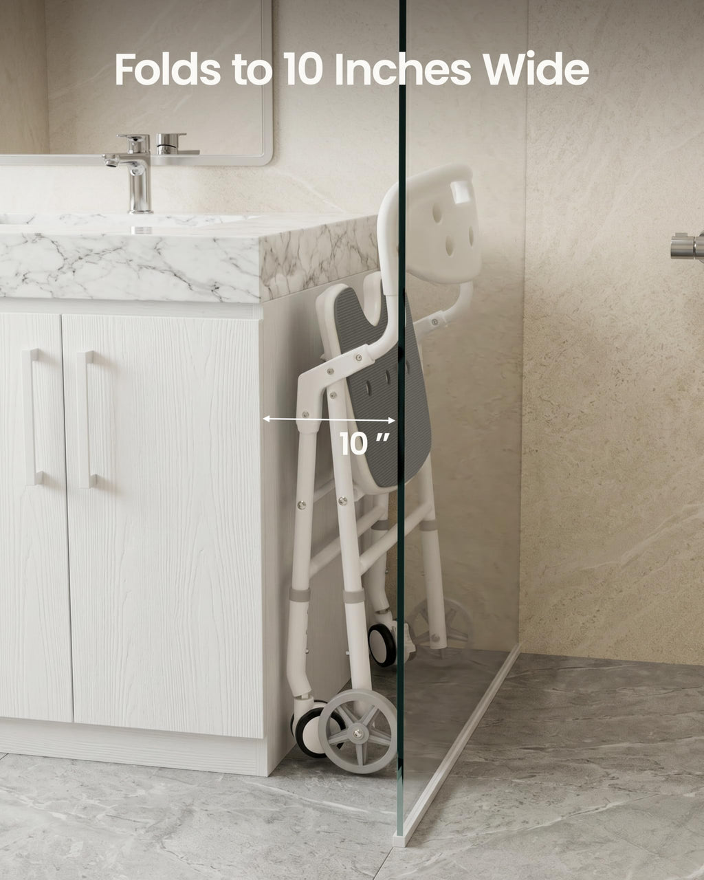 Foldable Rolling Shower Chair with Arms and Back A169060