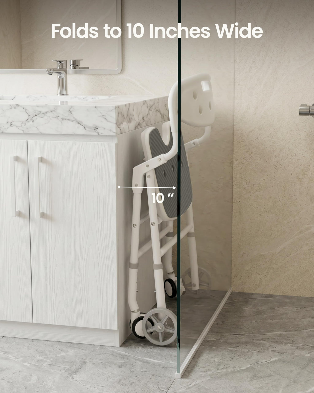 Foldable Rolling Shower Chair with Arms and Back A169060