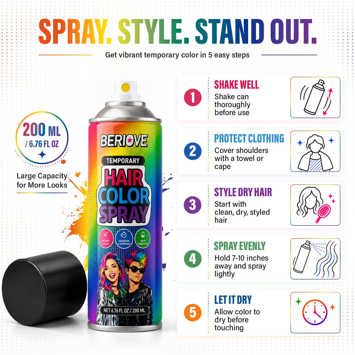 Temporary Hair Spray 6.76oz Washable J492