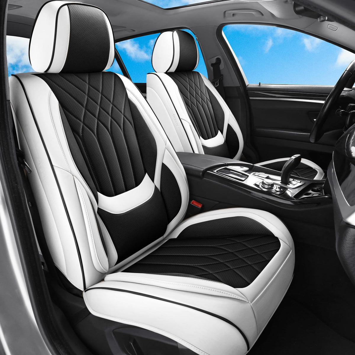 Black White Car Seat Covers Full Set P645382