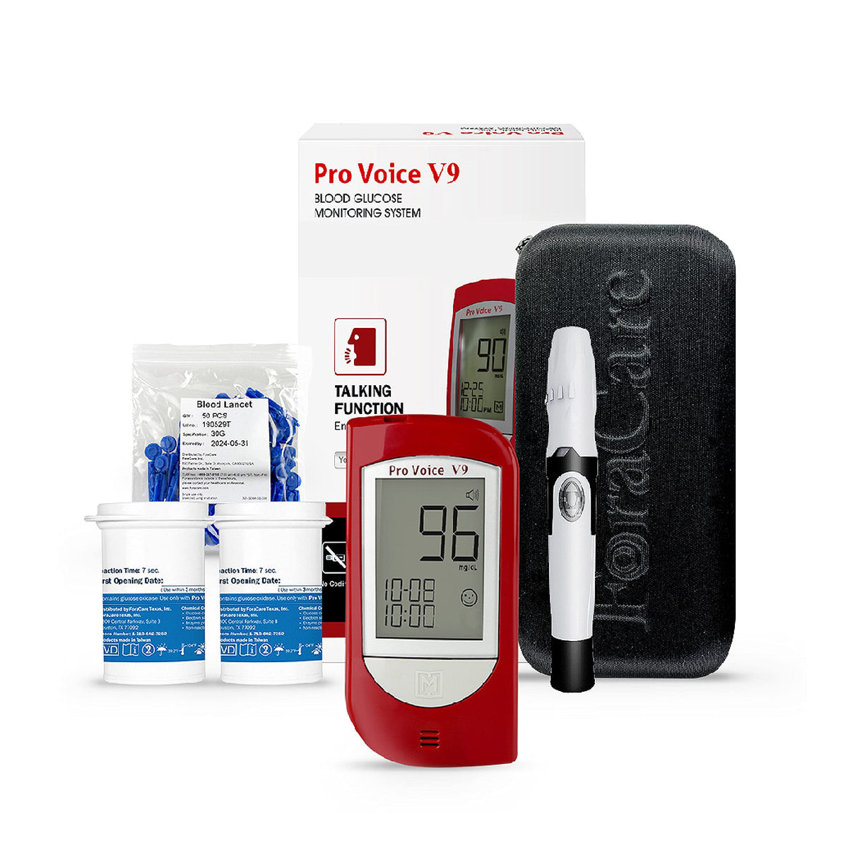 Talking Glucometer Diabetes Testing Kit with 100 Test Strips and 100 Lancets E74417
