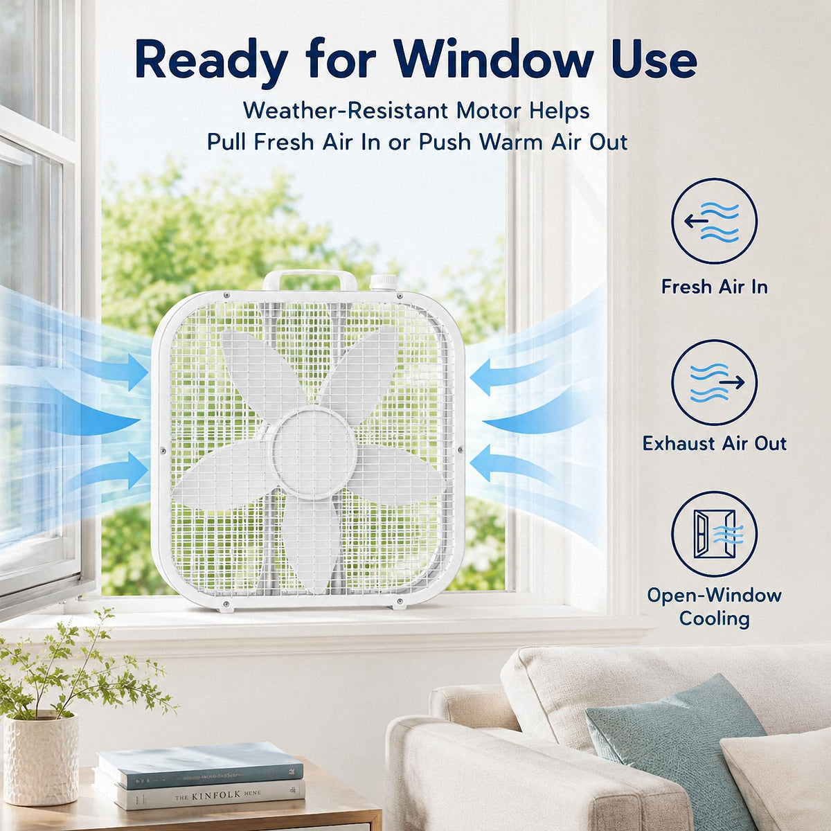 20 Inch Portable Box Fan with 3 Speeds, White D4664