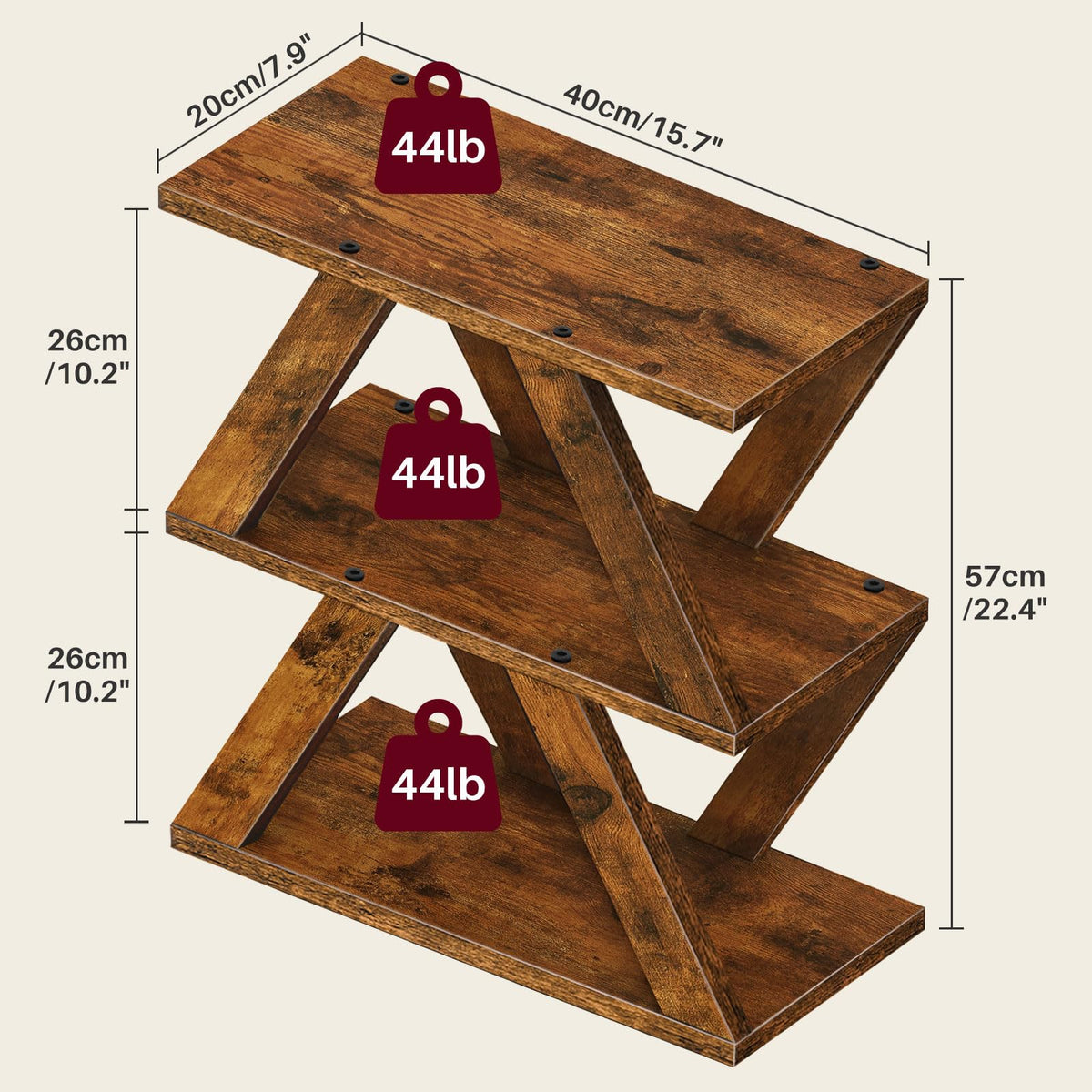 3 Tier Side Table with Storage Shelves C700