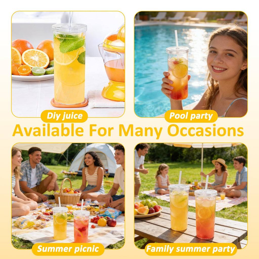 20oz Drinking Jars with Lids and Straws 2 Pack Clear Reusable T843321