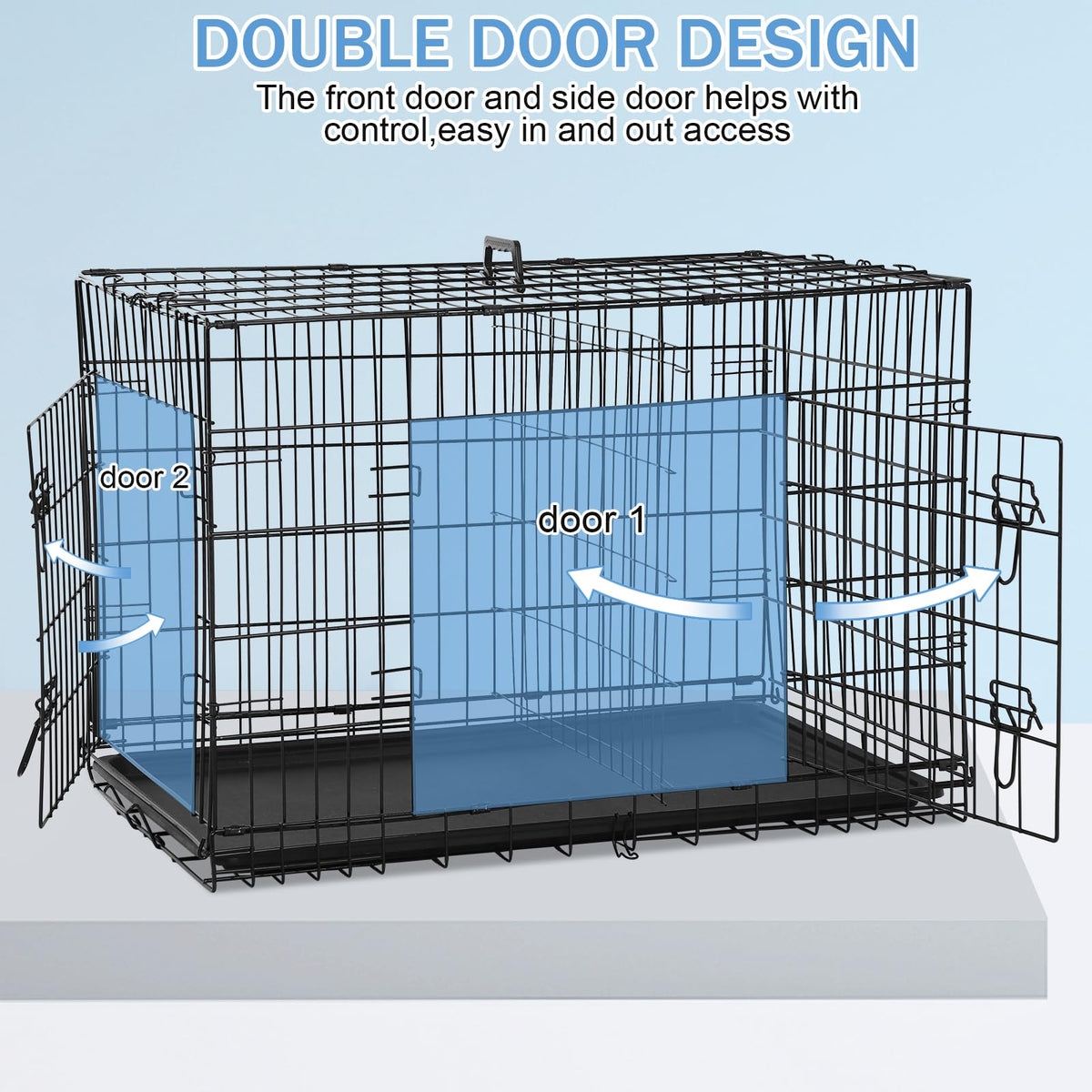 48 Inch Foldable Metal Wire Dog Crate with Tray M996295