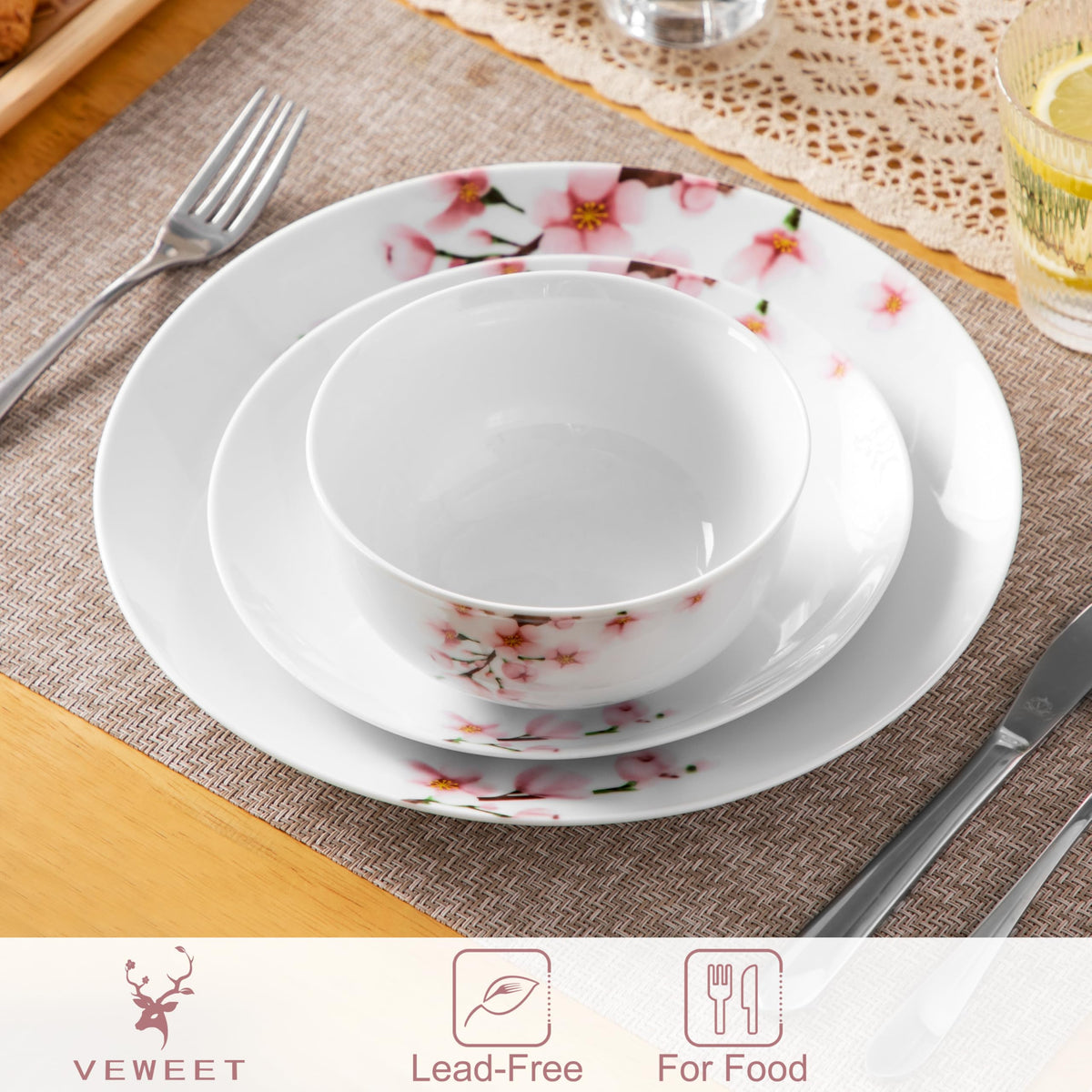 Porcelain 12 Piece Dinnerware Set U45034