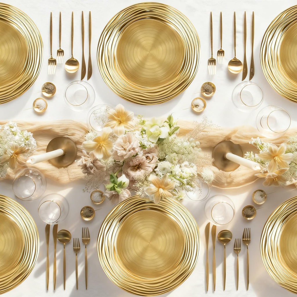12 Pcs 13 Inch Round Gold Charger Plates E85654