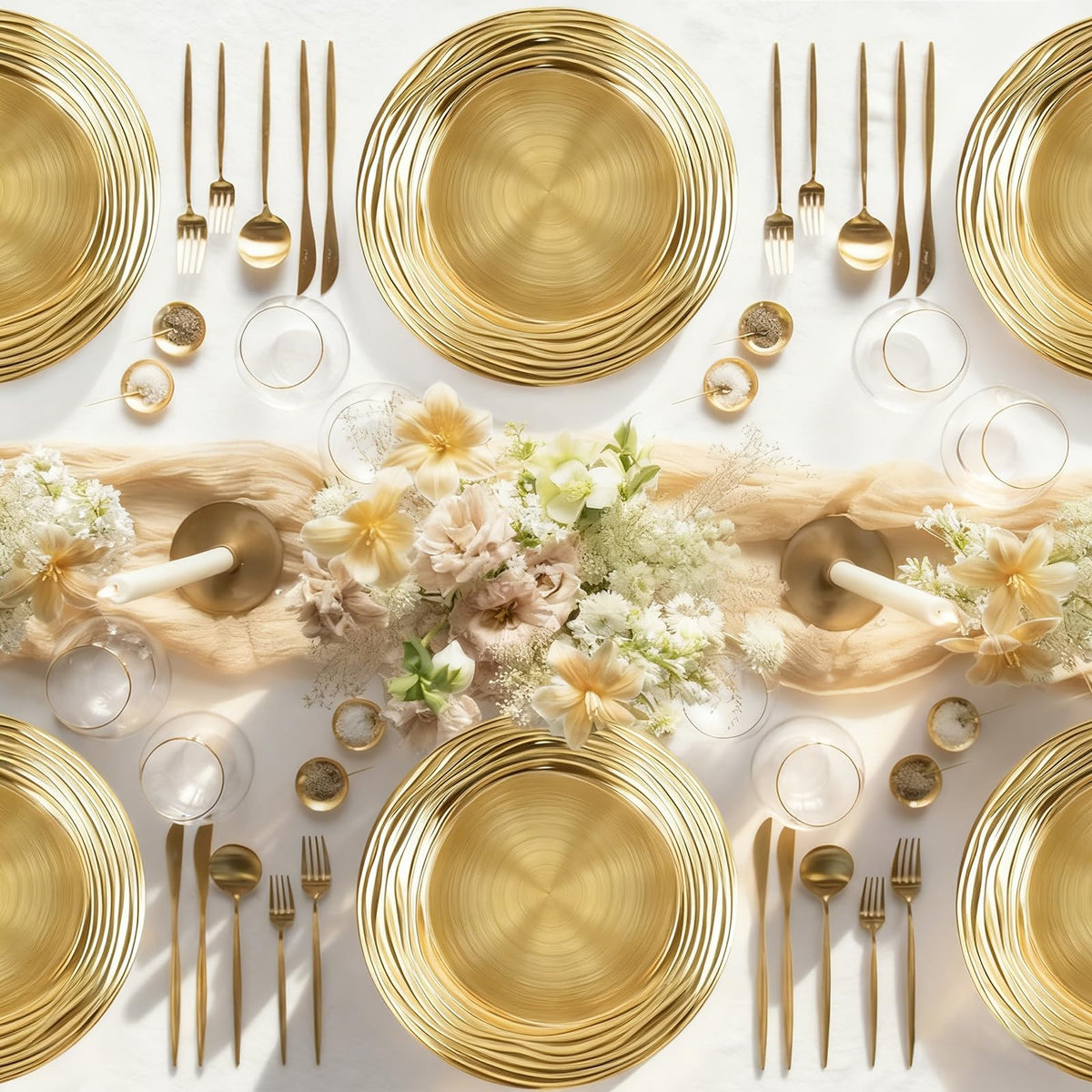 12 Pcs 13 Inch Round Gold Charger Plates E85654