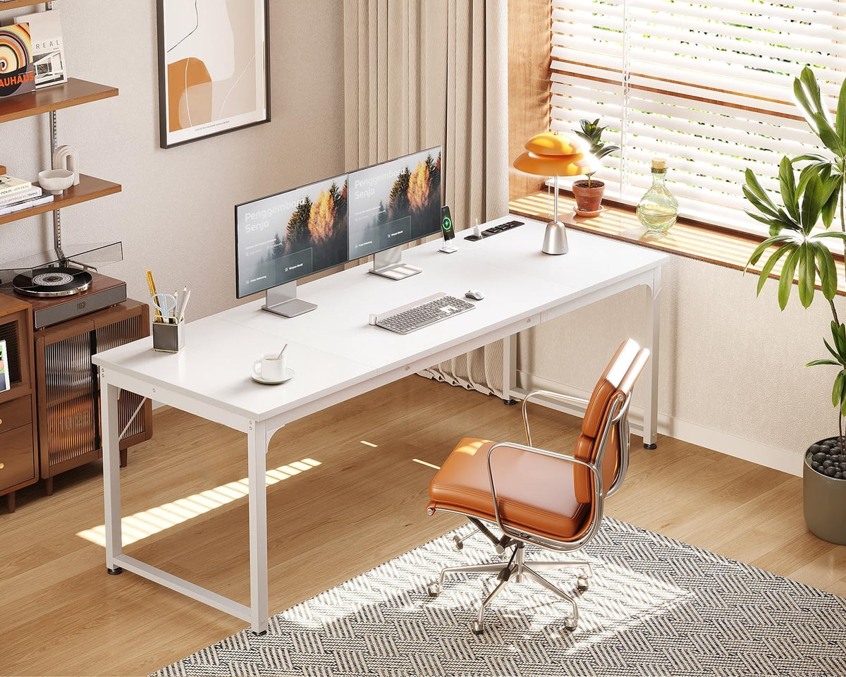 71 Inch White Computer Desk with USB Ports B3084