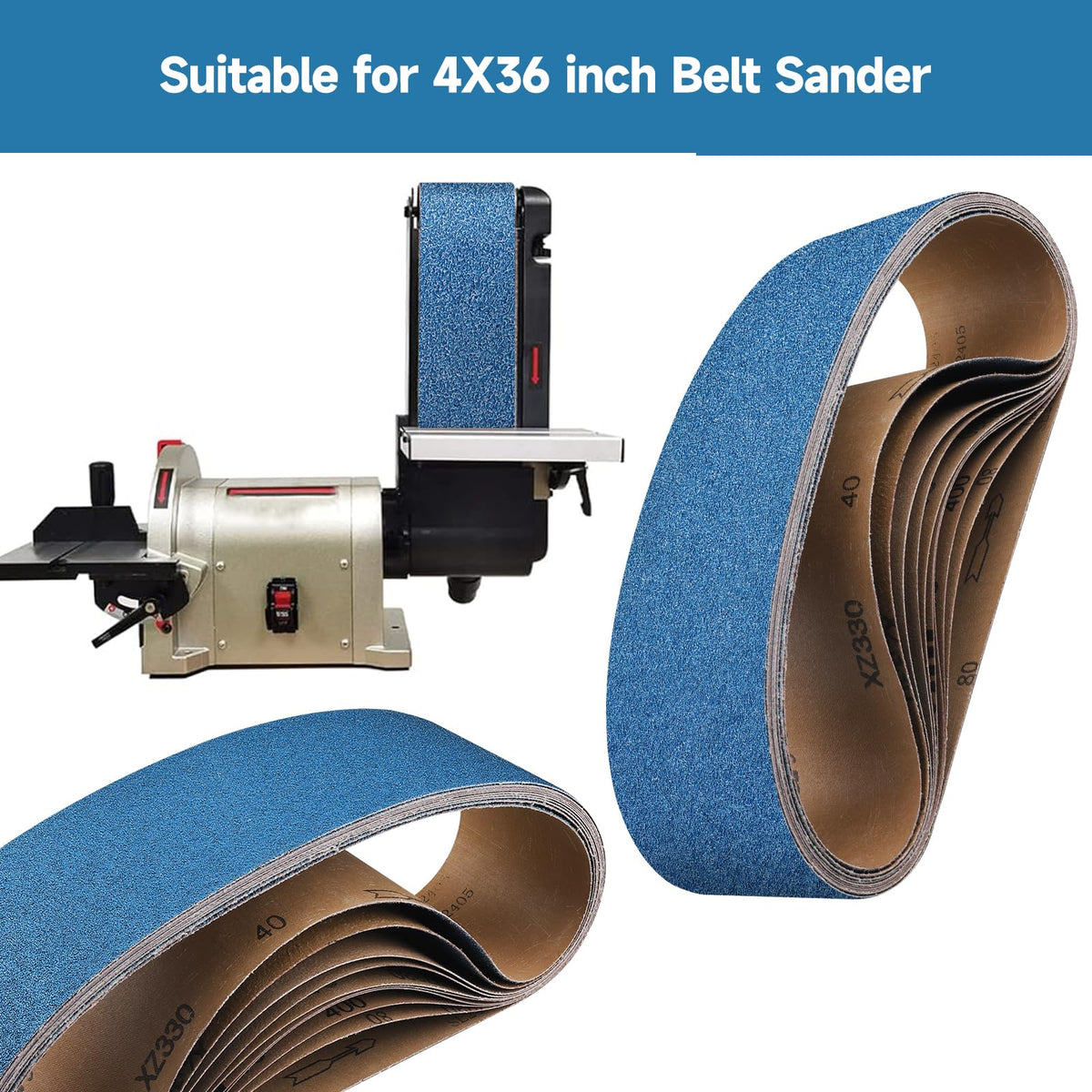 4 x 36 Inch Zirconia Sanding Belts 40-400 Grit P12952