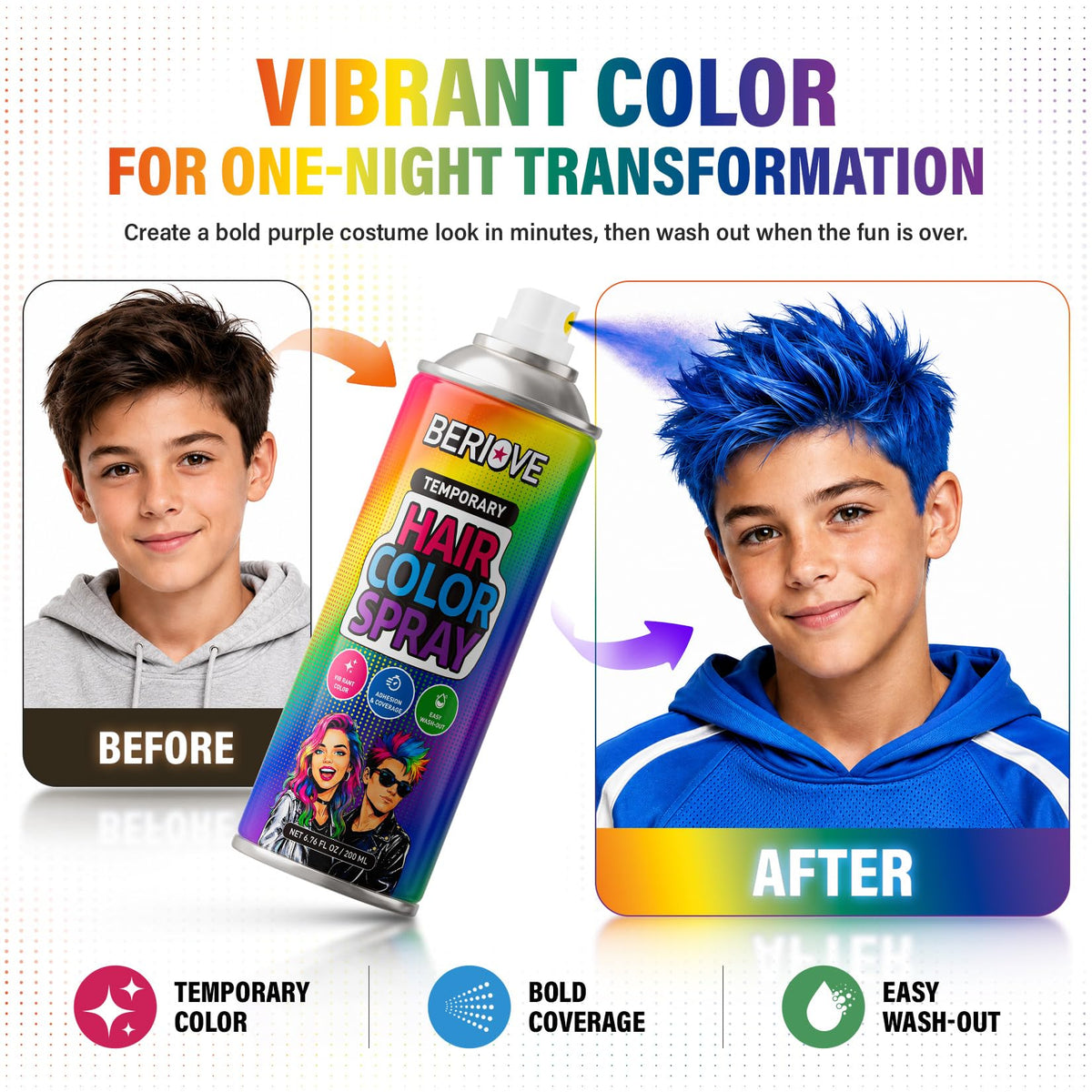 Temporary Hair Spray 6.76oz Washable J492