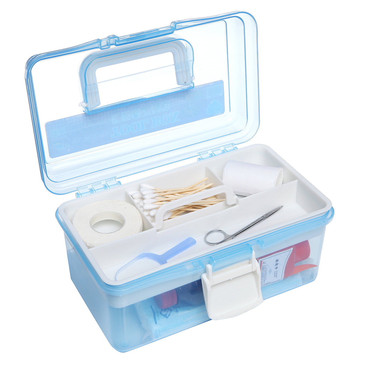 10 Inch Blue Plastic Storage Box with Removable Tray Z936621