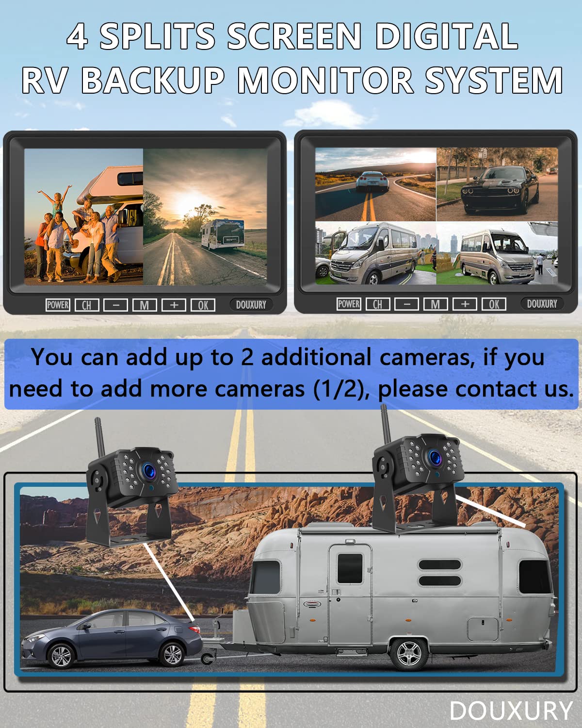 1080P Wireless Backup Camera System with 7'' Monitor IP69K Waterproof Y578