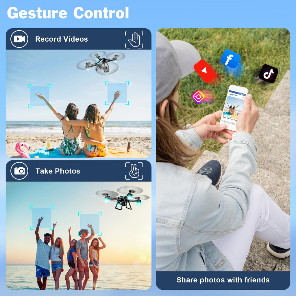 Black 1080P Camera Drone with 2 Batteries Y97135