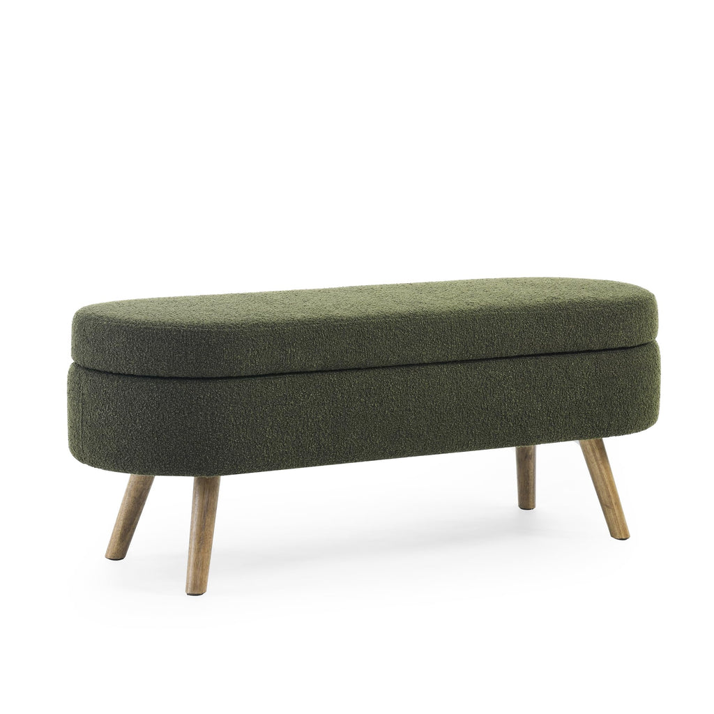 Oval Storage Bench with Rubber Wood Legs B84187