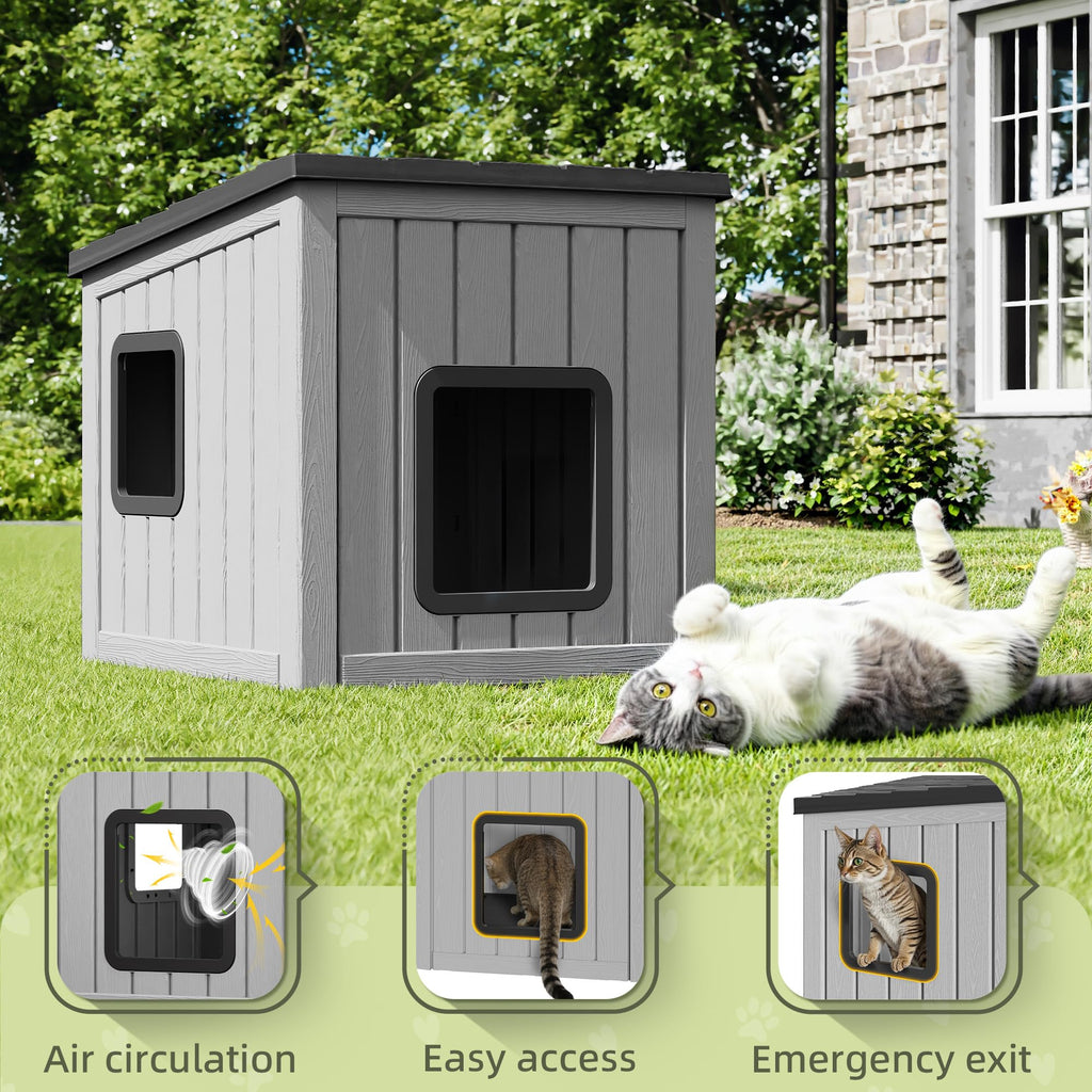Weatherproof Outdoor Cat House with Air Holes Y179110