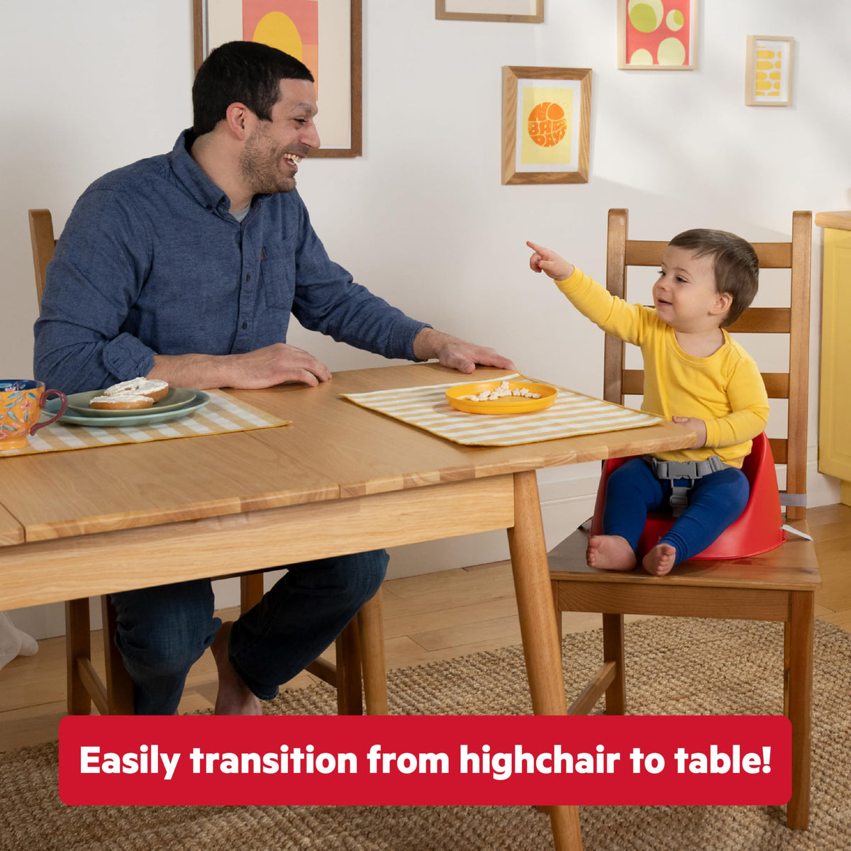 Easy-Clean Baby Booster Feeding Chair with 3-Point Harness P8360