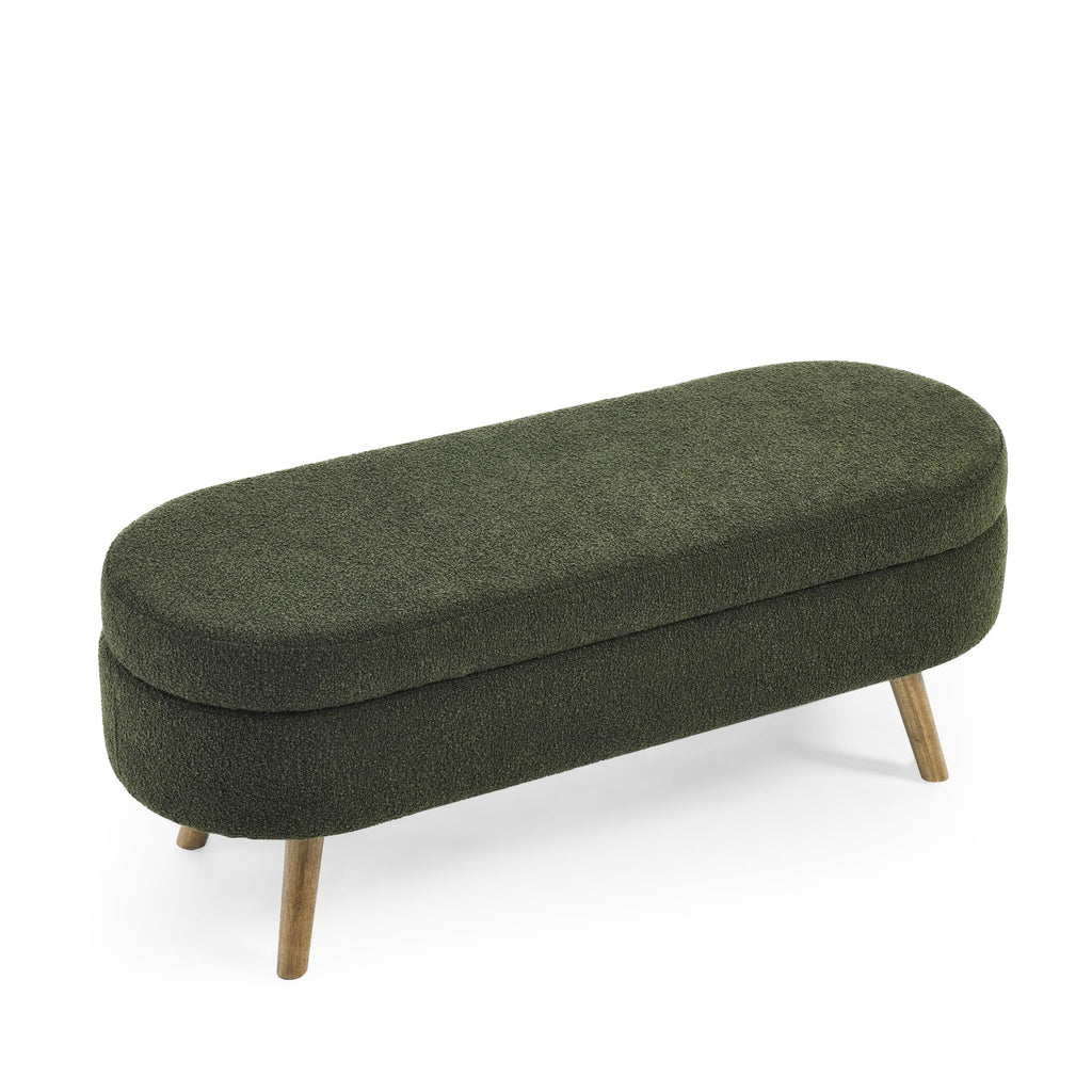 Oval Storage Bench with Rubber Wood Legs B84187