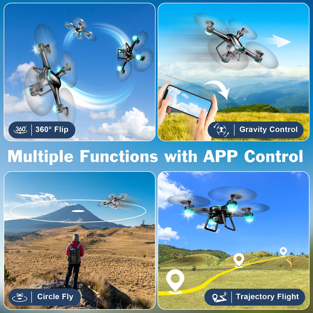 Black 1080P Camera Drone with 2 Batteries Y97135