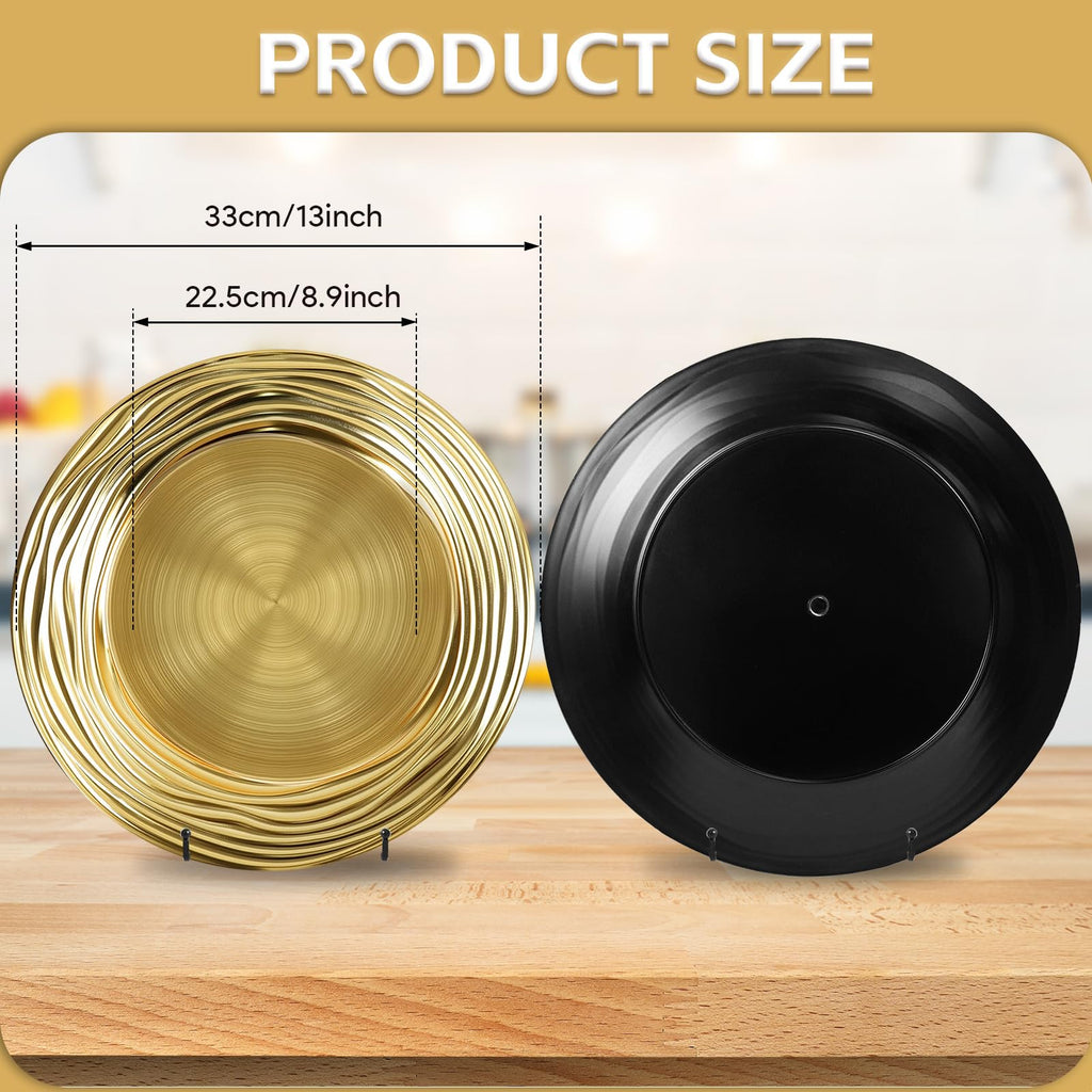 12 Pcs 13 Inch Round Gold Charger Plates E85654