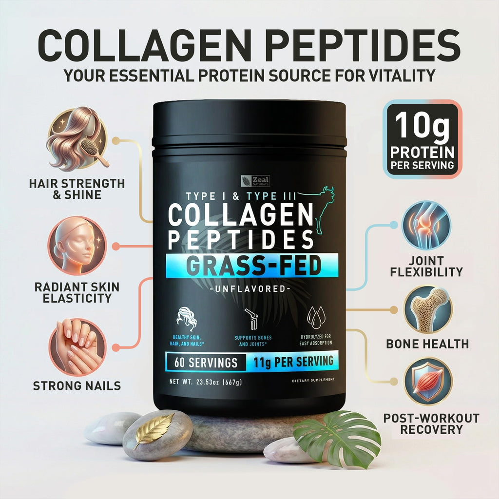 Hydrolyzed Collagen Peptides Powder, 10g Protein, Unflavored, 23.53 oz U3789