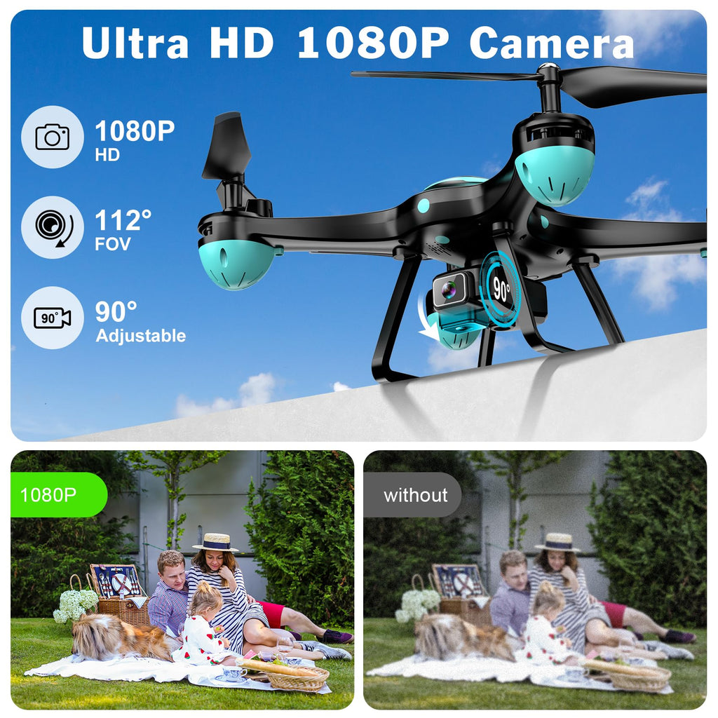 Black 1080P Camera Drone with 2 Batteries Y97135