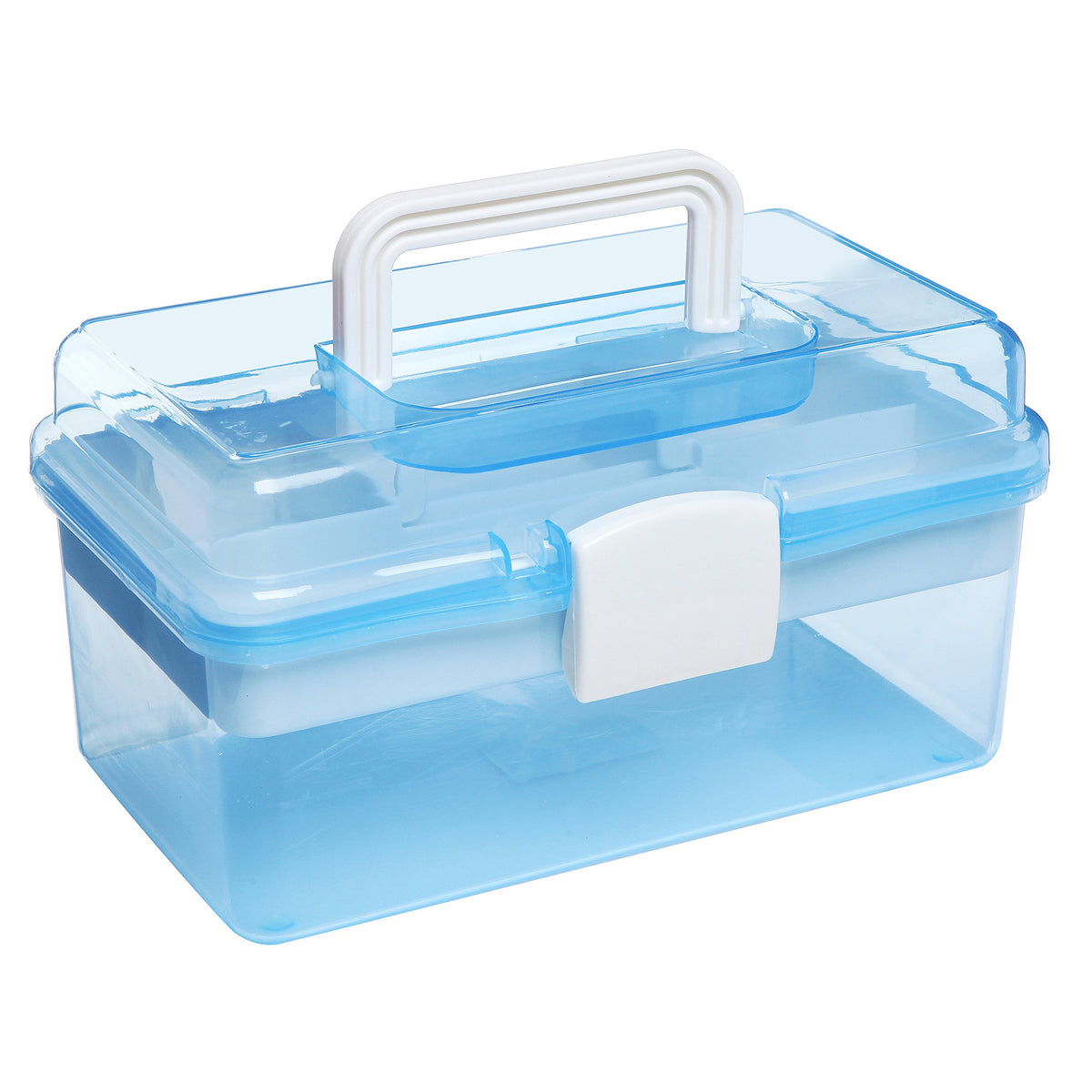 10 Inch Blue Plastic Storage Box with Removable Tray Z936621